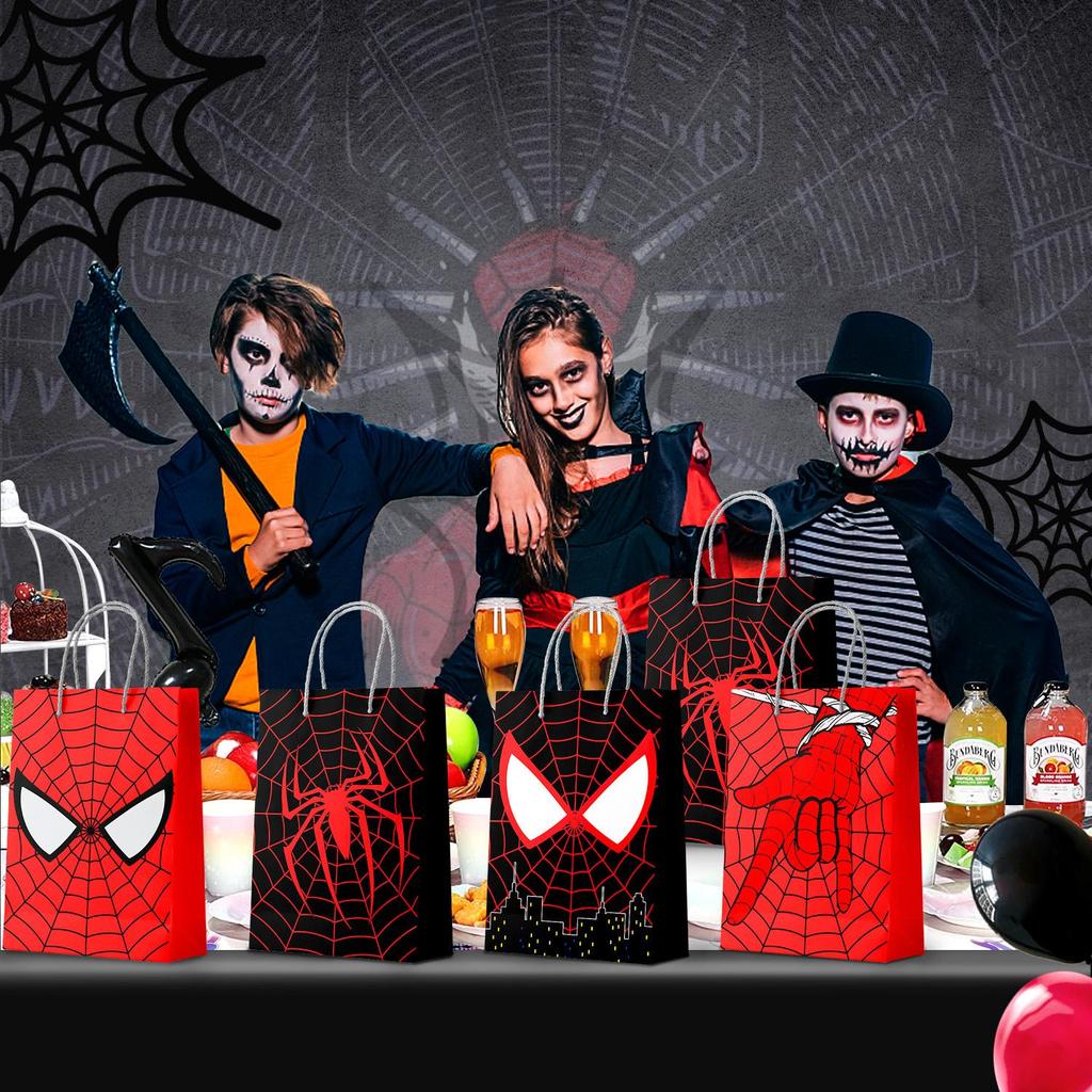 24pcs Spider Goodie Bags, Spider Gift Bags for Birthday Party, Spider Party Bags for Kids Spider Theme Birthday Party Decorations Suppilies