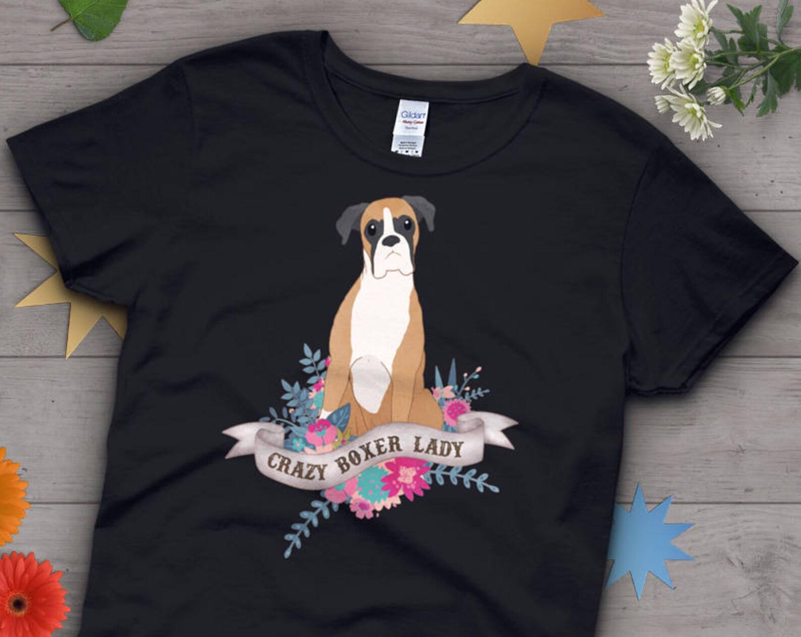 Boxer Dog Shirt, , Dog Lover Gift, Cute Boxer Mom T-shirt, White Boxer Dog Lover TShirt, Pet Graphic Tee, Dog Lover Tops Pink Blue Navy 100