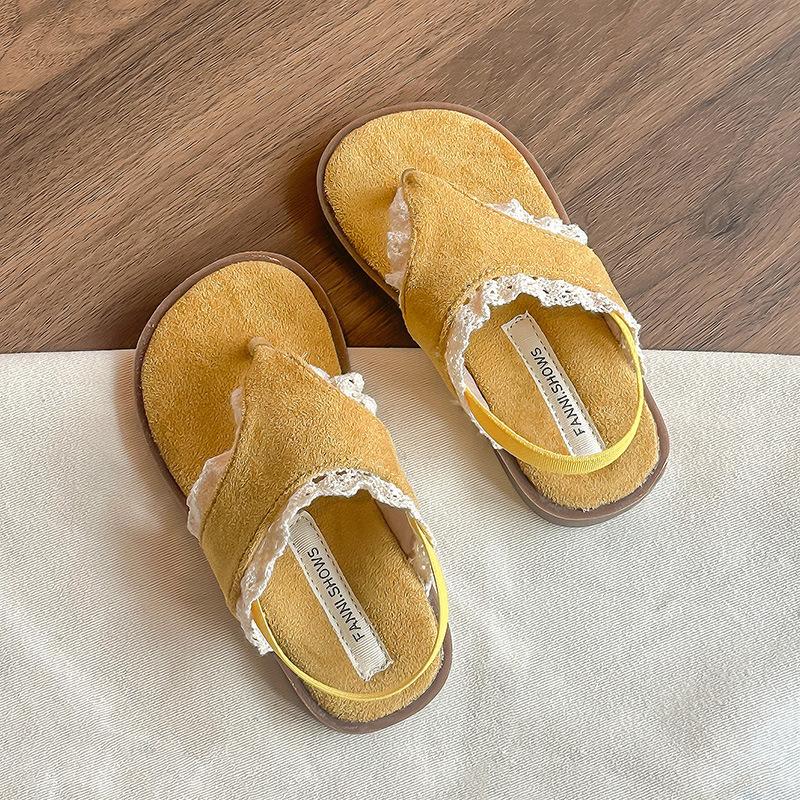 

Французские сандалии 2025 лето Новая мода Кружевная обувь принцессы Милые шлепанцы Тапочки Простые женские сандалии На все случаи жизни Женская обувь 28insole17.8cm жёлтый