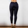 Schwarze Leggings zum Überziehen Stretch Knöpfe Hosenschlitz Push-Up Kompressionsstrumpfhose für Damen Nicht durchsichtig