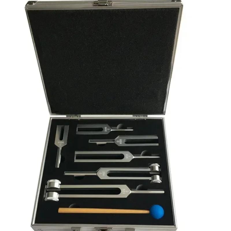 Aliuminio lydinio kamertonas 128HZ 256HZ 512HZ 1024HZ 2048HZ 6 rinkiniai Gydomieji kamertonai Diapasons terapija Muzikiniai mušamieji instrumentai