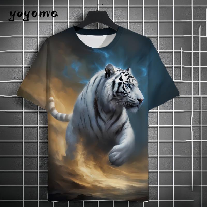 3D Printed Artistic African Elephant T-Shirt For Men Animal Pattern T Shirts Summer Breathable O-Neck Tops Short Sleeve Tees