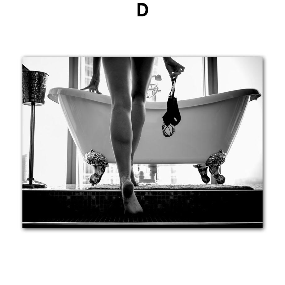 Black White Women Bathtub Camera Wall Art Canvas Painting Vintage Nordic Posters And Prints Pictures For Living Room Home Decor