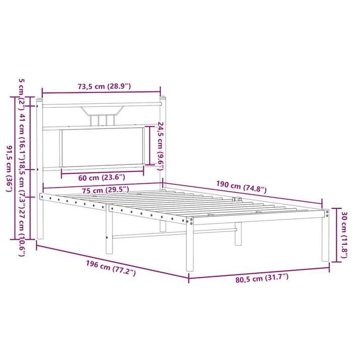VidaXL Cadre de lit sans matelas chêne sonoma 75x190 cm 4106782