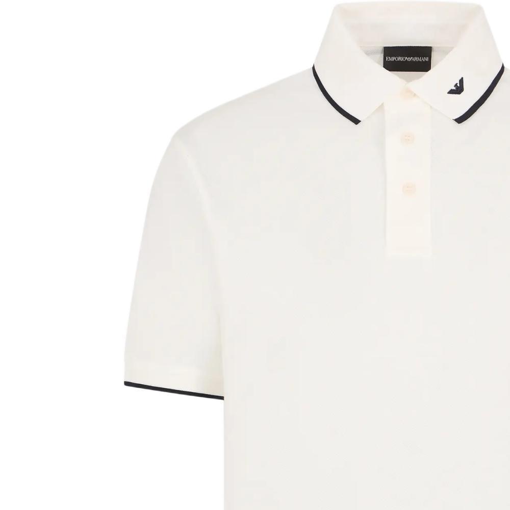 Emporio Armani Embroidered Edge Pullover Short Sleeve Polo Shirt Men tops White 6D1F65-1JTKZ-01C6