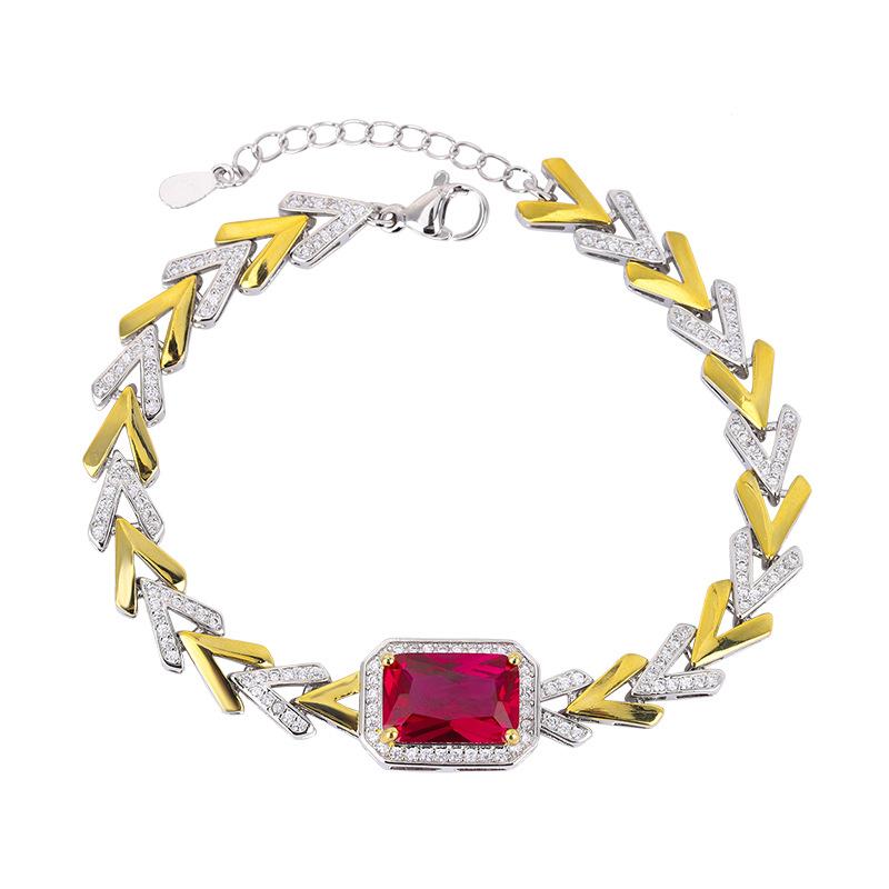 New Cuban Chain Paraiba Bracelet Jewelry Ruby Women's Style Fashionable Palace Retro Luxury
