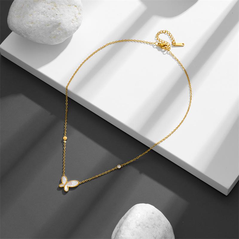 18K Gold-Plated Irregular Butterfly Diamond Necklace, Non-Fading, European & American Style Niche Design.