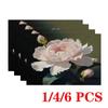 4/6pcs Rectangular Placemats Suitable for Dining Table - Peony Flower Print Non-Slip Heat-Resistant Table Protectors
