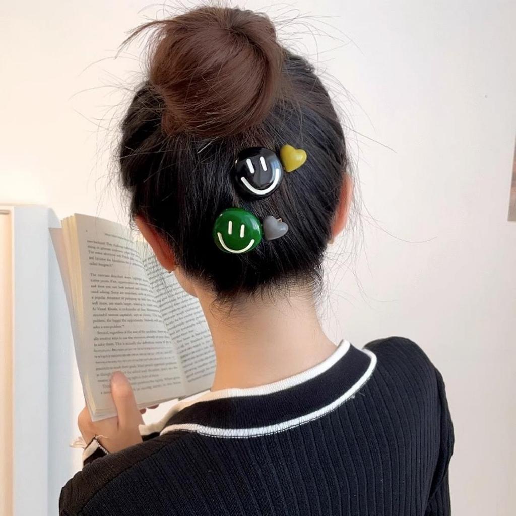 Candy Color Sweet Smiley Hairpin Side Clip Headdress Cute Contrasting Color Duck Bill Clip Ins Hairpin