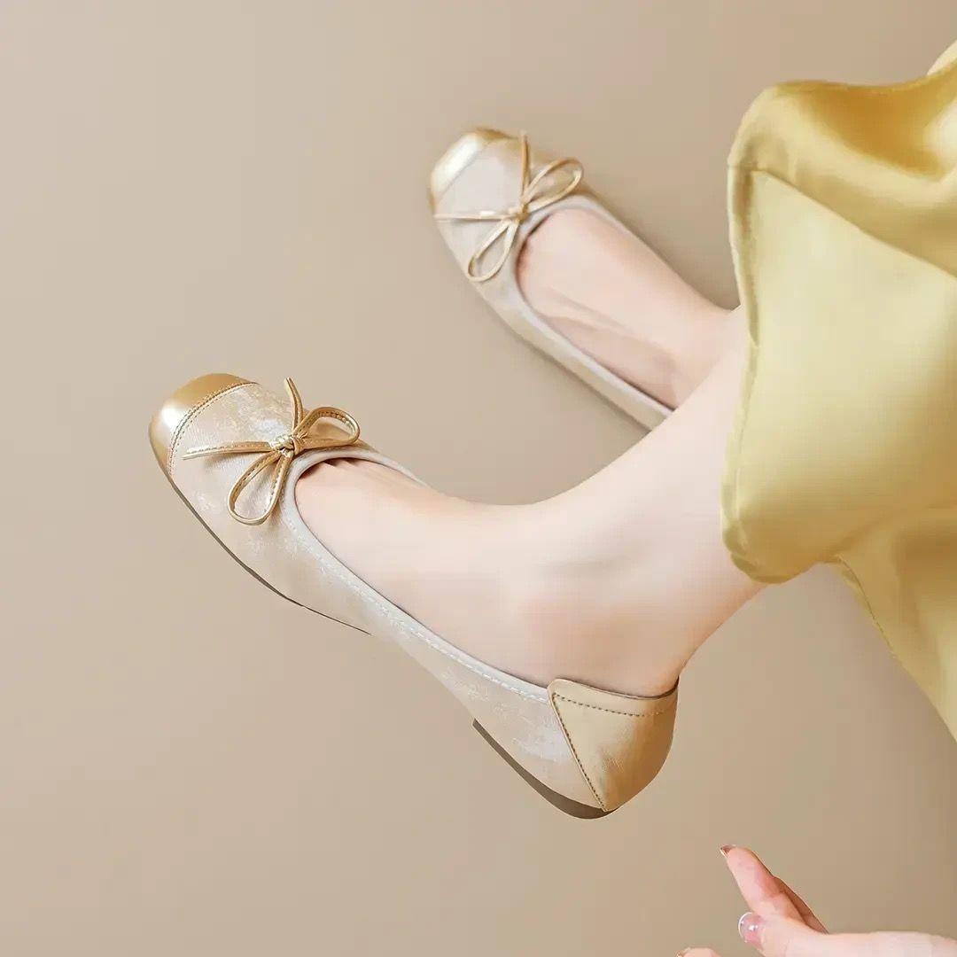 

Light mouth egg roll single shoes summer new bow flat ballet shoes soft sole women s shoes 35
