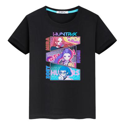 Kpop Demon Hunters Print Anime Short Kawaii Tops T Shirt for Kids Boy 10year 100%Cotton Cute Tees Y2k One Piece Girls Clothes