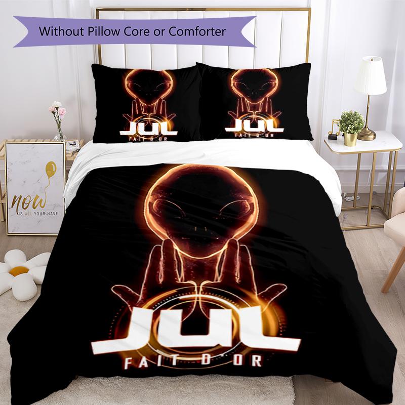 3pcs Jul  rapper pattern bedding set duvet cover set includes duvet cover &pillowcases, perfect all season bedroom decoration & gift