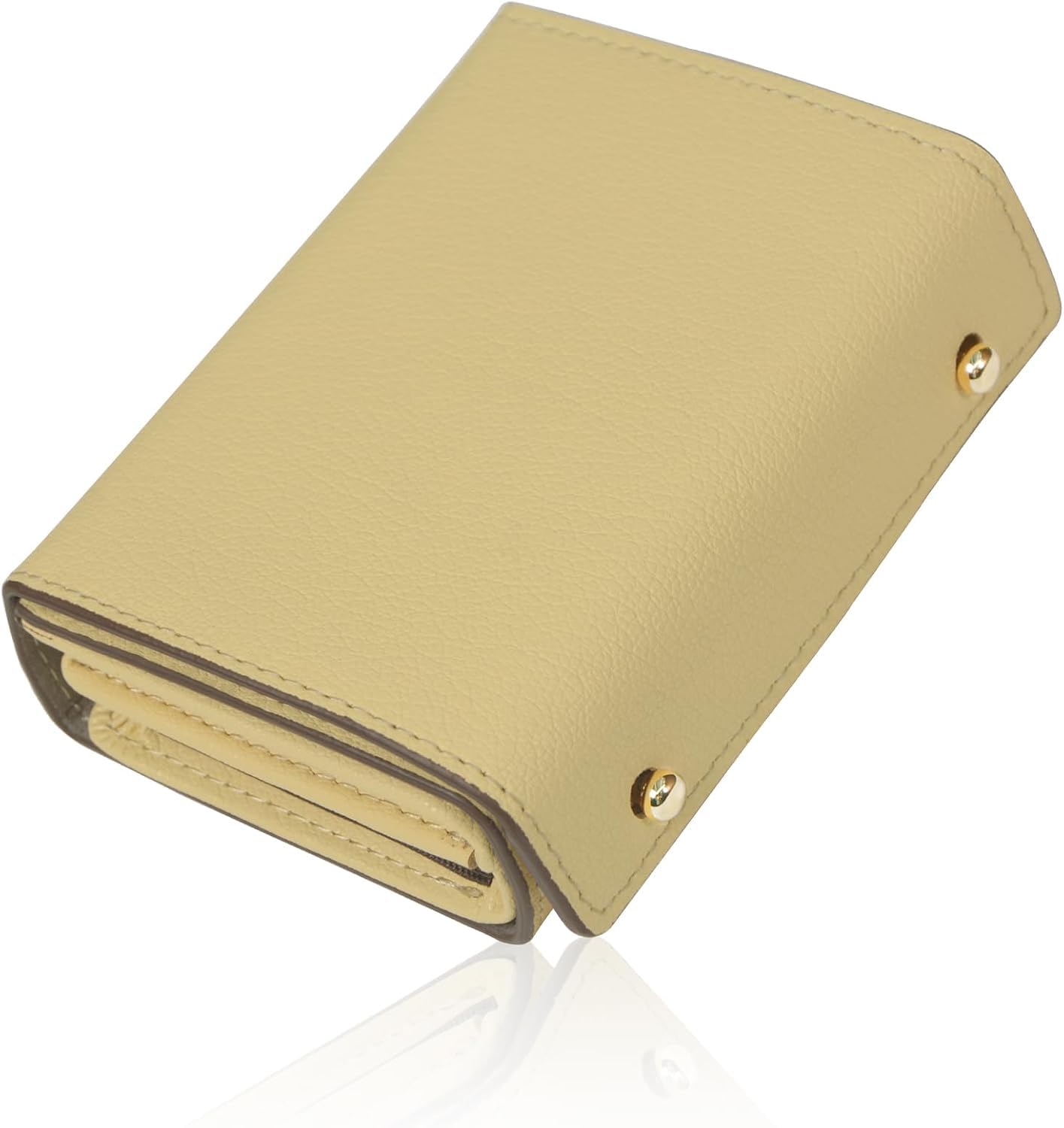 

KIZETTO Женский Кошелек из Натуральной Кожи, Маленький, Формы Коробки, Компактный, Удобный в Использовании, с Множеством Отделений для Карт, Монетницей и Дизайном на Сгибе (желтый)