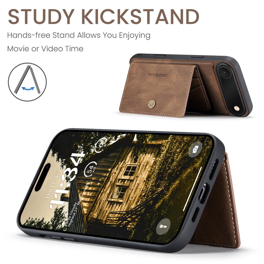 For iPhone Air Case JEEHOOD J01 Retro Leather + TPU Phone Cover Detachable Magnetic Card Holder