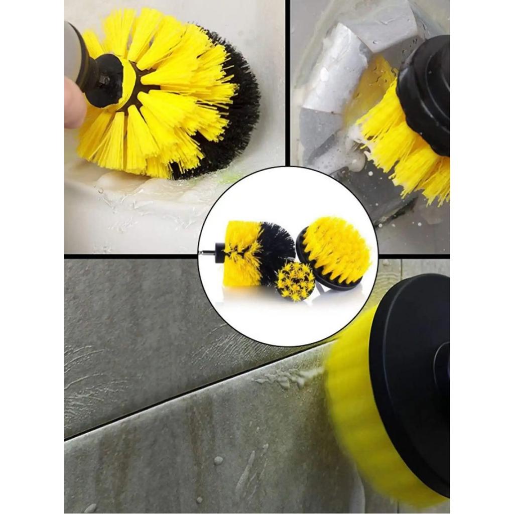 3Pcs/Set Electric Scrubber Brush Drill Brush Kit Plastic Round Cleaning Brush For Carpet Glass Car Tires Nylon Brushes
