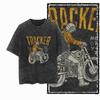 YM MOTOR CYCLE THEME Printed Cotton Acid Washed Graphic Unisex T Shirt Cool Streetwear Men Tshirts Tee for Men