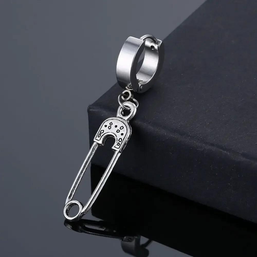 Wannee 2pcs Cross Feather Stud Earrings Punk Rock Style Stainless Steel Hiphop Jewelry For Women Men