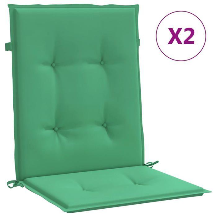 VidaXL Coussins de chaise de jardin à dossier bas lot de 2 vert 47556