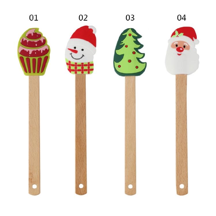 Non-Stick Spatula Xmas Theme Snowman Santa Claus Tree Shape For Baking Tools