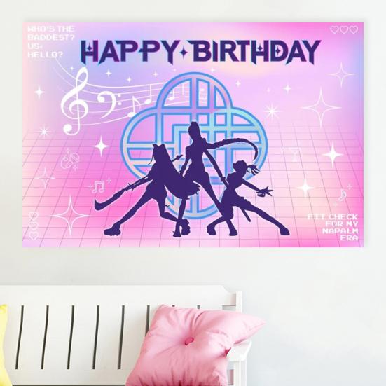 Yousheng Background Cloth Demon Movie Hunters Happy Birthday Banner Backdrop Hanging Cloth Decoration Kids Party Supplies