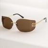 Lunettes de soleil carrées sans monture tendance pour femmes hommes surdimensionnées enveloppantes tendance grande monture lunettes de soleil