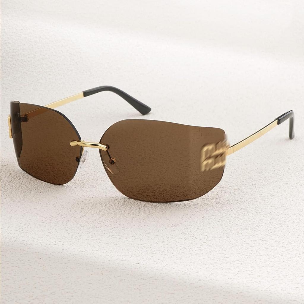 Lunettes de soleil carrées sans monture tendance pour femmes hommes surdimensionnées enveloppantes tendance grande monture lunettes de soleil