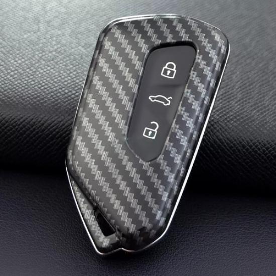 Carbon Fiber Car Key Fob Cover Case Shell For VW Golf GTI MK8 ID.4 -
