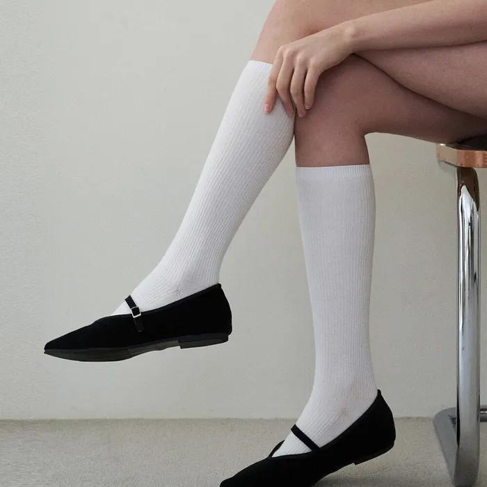 Basic Cotton Knee Socks - Ivory