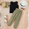 Girls' Sets Spring and Summer Children's Fashion Letter Sleeveless Vest and Trousers