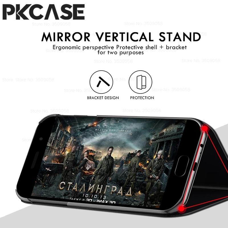 PKCASE Smart Mirror Flip Phone Case for Samsung S26 S25 Edge S24 S23 Ultra FE Plus Shockproof Back Cover for Galaxy A17 A07