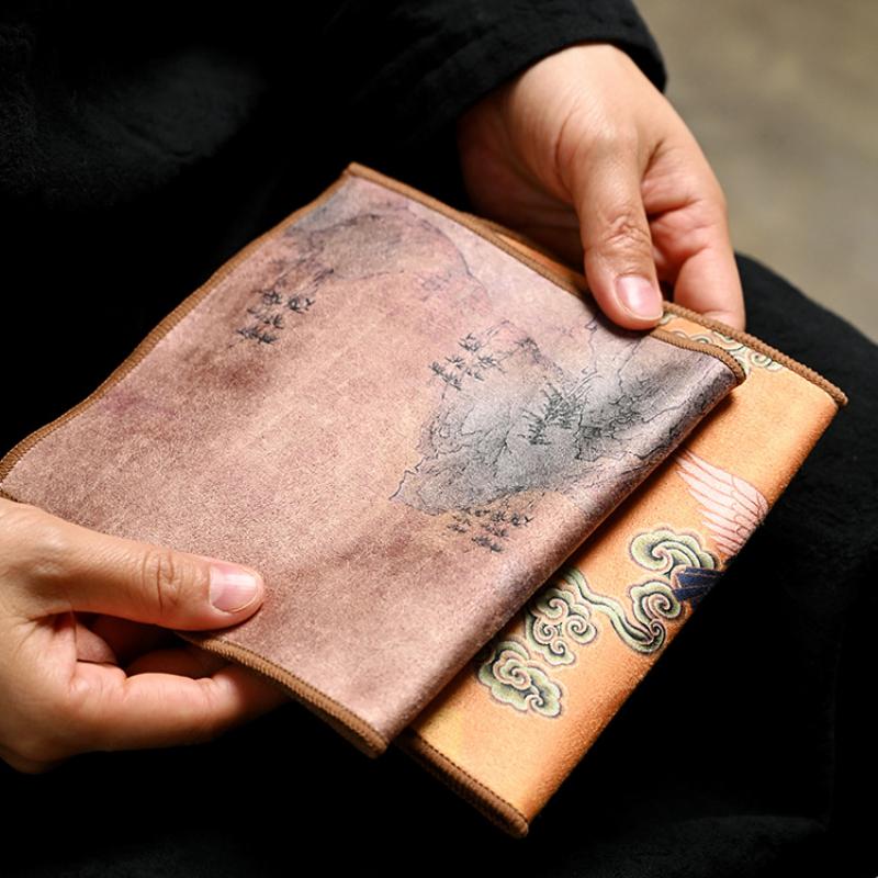 Chinese Style Tea Towel Absorbent Rag Painted Tea Cloth Household Kitchen Table Cleaning Mats Napkin Placemats Cleaning Cloth