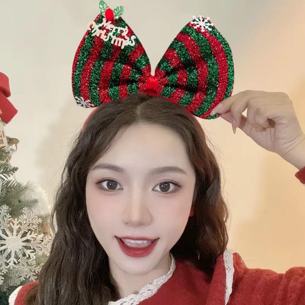 Shiny Christmas Hairband Non-slip Christmas Headband Gift Bowknot Hair Hoop  Kids