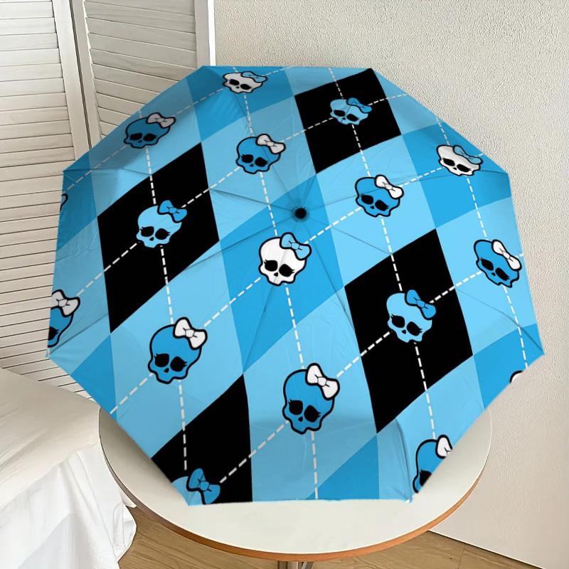 

1pc Skull Argyle Pattern Umbrella with Plastic Handle,Suitable for All Seasons Home Travel Outdoor UmbrellaDD1741
