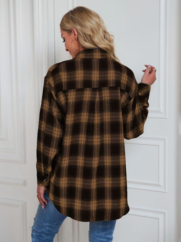Autumn/Winter 2025 Women's Plaid Boyfriend-Style Loose Shirt