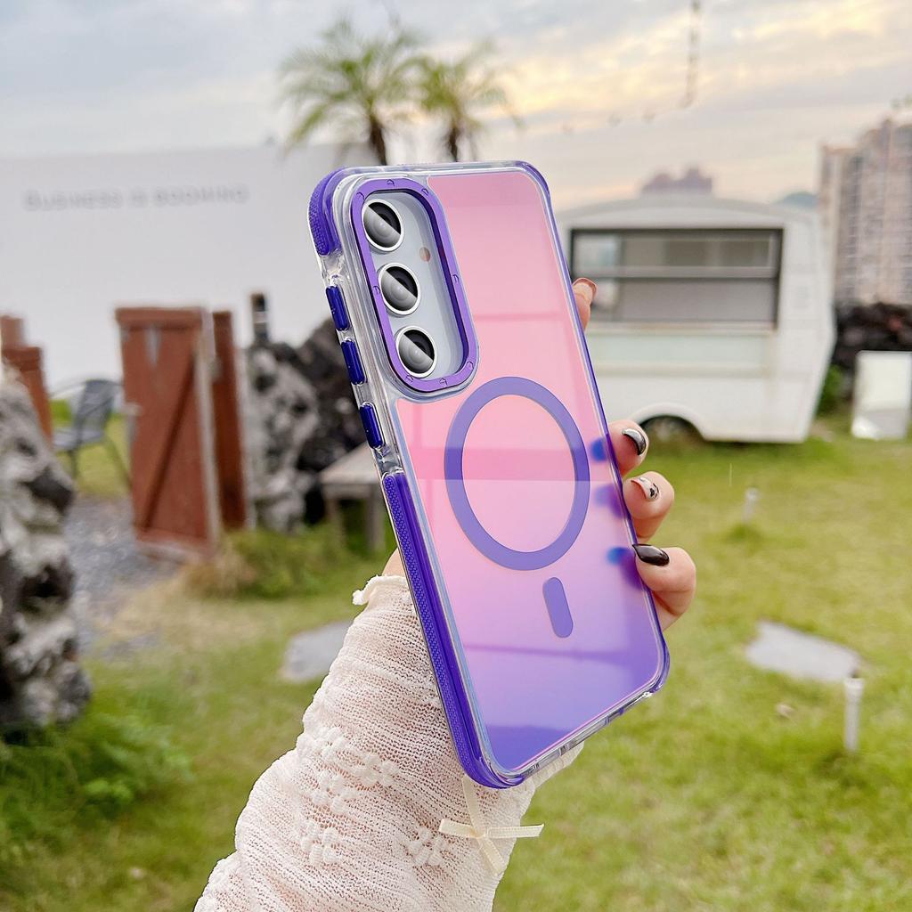 Suitable for Samsung A56 Mobile Phone Case Colorful Hardware Magnetic Absorption A55 A06 Full Inclusive Super Anti-fall