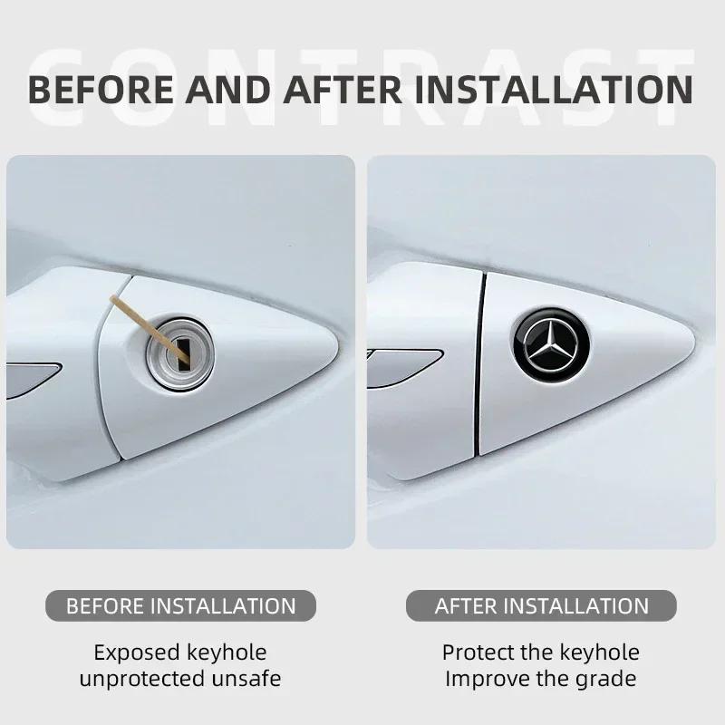 WSNPW1 For MERCEDES-BENZ AMG New 2025 2Pcs Car styling Lock Keyhole Stickers Decoration Protection For Mercedes Benz C180 C200 C260 C30
