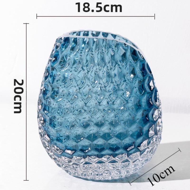 

Glass Vase Modern Decorative Vases Luxury Aesthetic Living Room Flower Bottle Elegant Hydroponics Flower Bottles Home Decoration синий