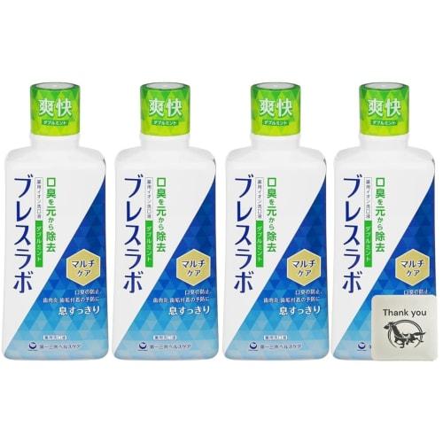 

Breath Labo Multicare Mouthwash, Refreshing Type, 450ml, Set of 4 + Bonus Gift with Kunutonn Original Logo