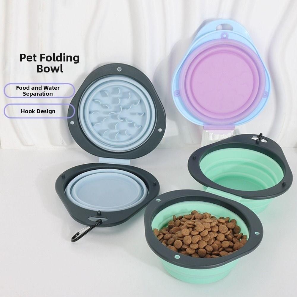Double Bowl Collapsible Dog Dish Food Grade Pet Food Water Feeding Tray Pet Travel Feeder Outdoor