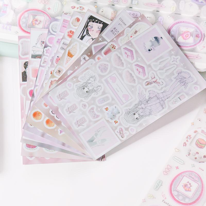 60Sheets/book Spring and Wishes Series Sticker Book DIY Handbook Scrapbook Photo Frame Envelope Decoration Stickers