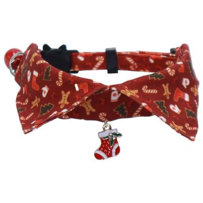 Cute Kitten Christmas Necklace with Bell Adjustable Kitten Christmas Bow Collar Comfortable Creative