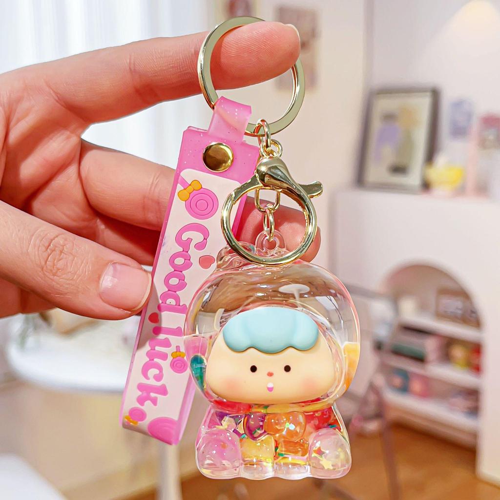 Douyin Blinking Fruit Charms Acrylic Keychain - Cute Oil-Filled Pendant Gift Ornament