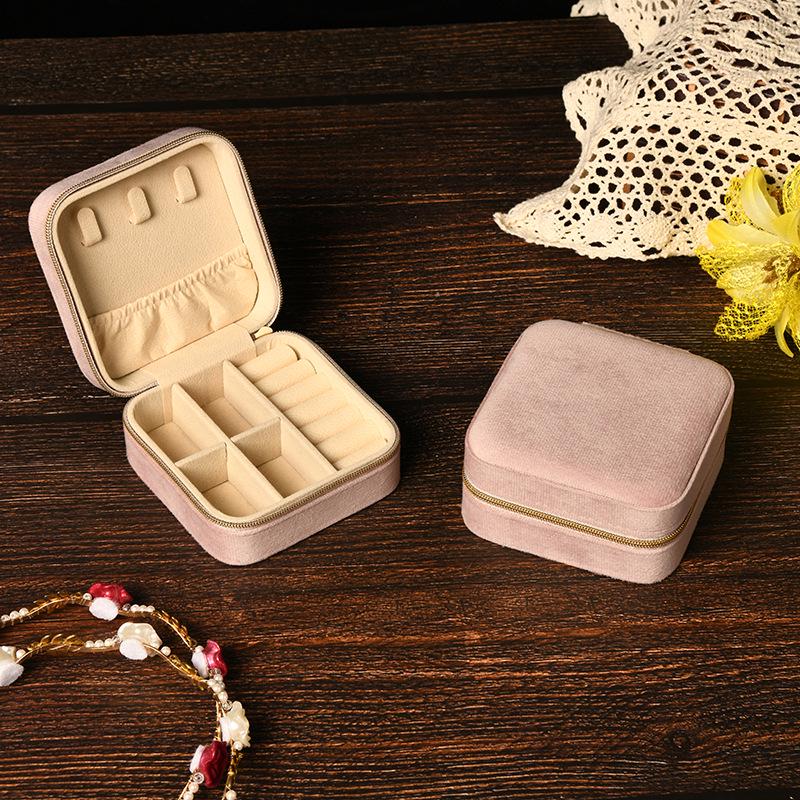 Elegant Velvet Jewelry Box with Mirror for Necklaces, Rings, and Earrings