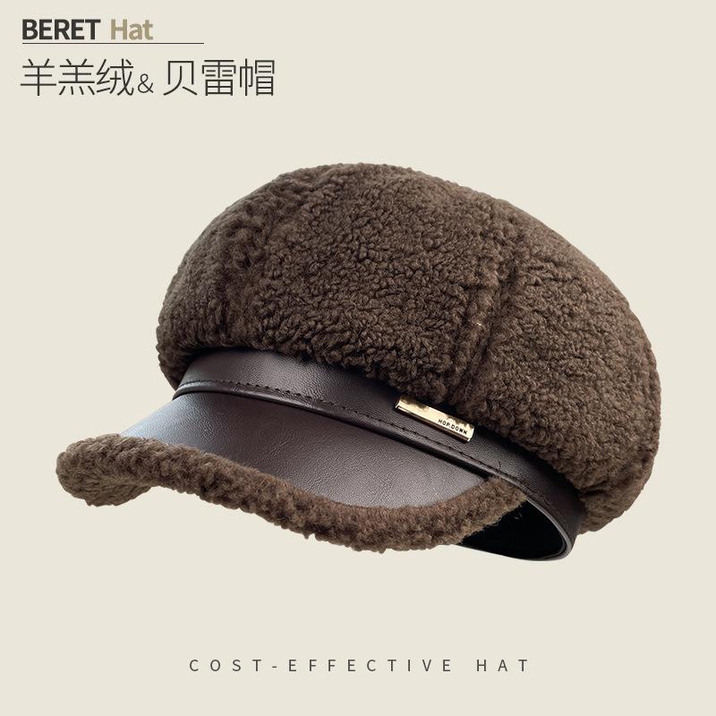 Retro Versatile Woolen Beret Showing Face Ducktongue Octagonal Hat Children'S Warm Windproof Newsboy Hat