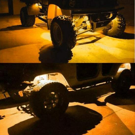 10 Pods LED Rock Lights Underglow Car Truck Bed Lighting Neon Light Decor Yellow