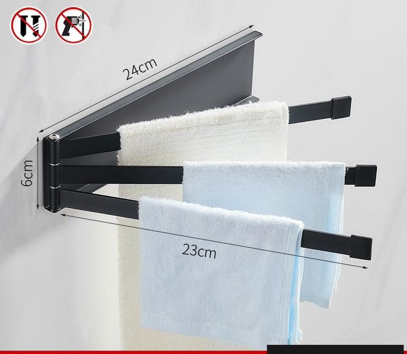 Black Simplicity Stainless Steel Towel Bar Rotating Towel Rack Bathroom Towel Rack Accessory