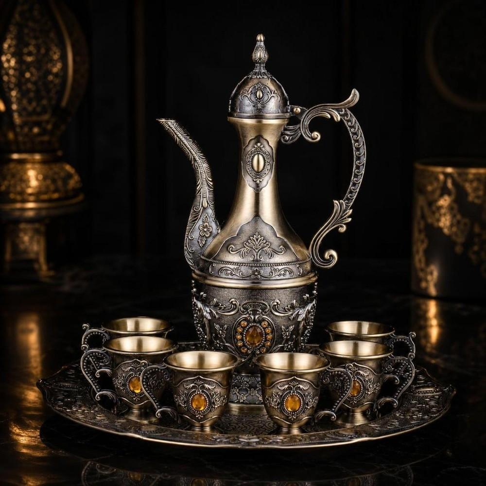 Gifts Luxury Turkish Tea Set Multifunctional Decorative Teapot Kit Metal European Style Vintage Wine Set Home