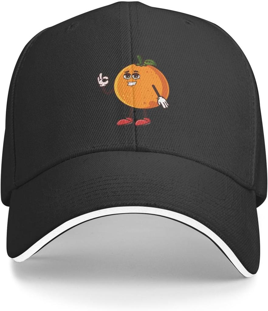 Cute Orange Fruit Character Baseball Cap Polyester Adjustable Casual Outdoor Adult Cap