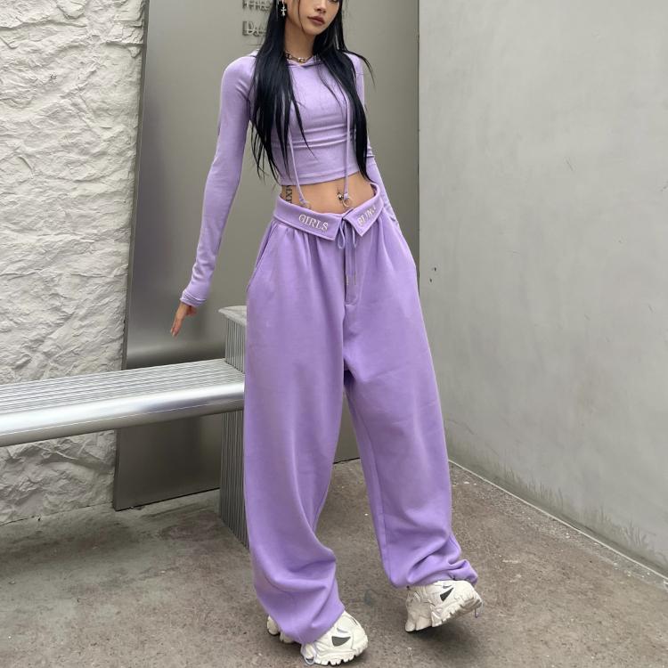 Kadın eşofmanları büyük boy y2k Amerikan vintage hip hop tarzı gündelik geniş bacak spor pantolonları kadın Kore sokak kıyafetleri