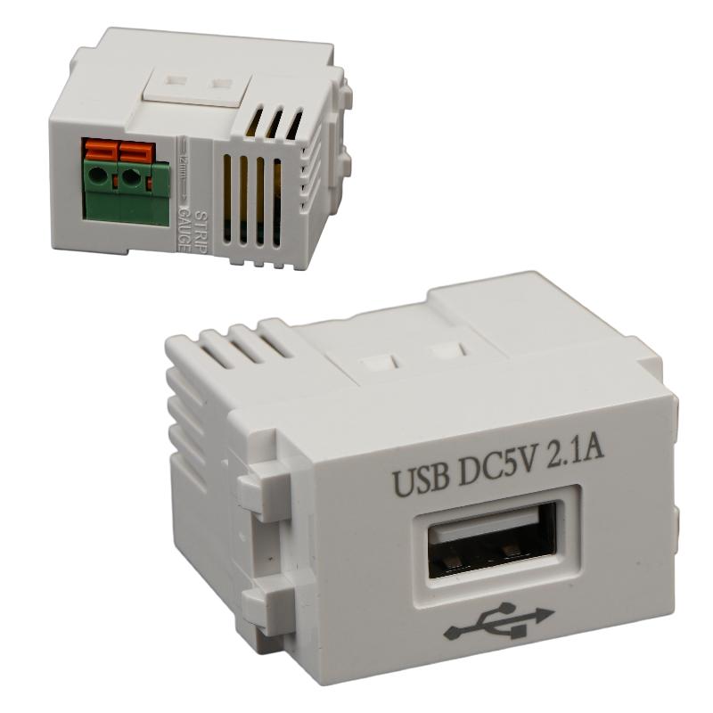 1 stk. 220V Stikkontakt 5V2.1A Mobiltelefon Opladningspanel USB Strømmodul 5V Transformer Opladningsstrøm Vekselstrømsadapter